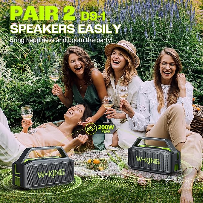 Portable Bluetooth Speaker 100W(Peak) Loud with Deep Bass, W-KING IPX6 Waterproof Speakers Bluetooth Wireless, 60W Ex-large Passive Radiator/40H/EQ/Dual Pairing/TF/AUX, Party Big Large Outdoor Boombox