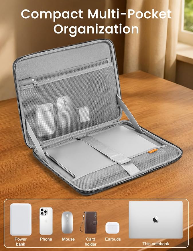 DOMISO 17 inch Laptop Sleeve with Handle, Shockproof and Waterproof EVA Protective Laptop case, Laptop Sleeves for 17.3" HP Dell Asus Laptop, Dark Grey