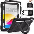 Andnary Case for iPad (A16) 11th Generation 11 inch 2025/10th Generation 10.9 inch 2022, Shockproof Cover with Screen Protector/360° Rotate Handle/Bracket/Pen Holder/Shoulder Strap (Black)