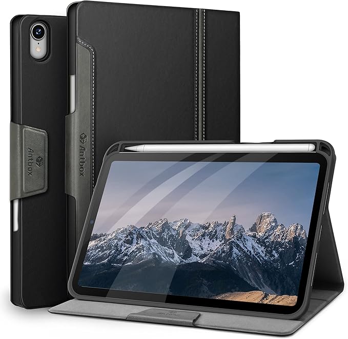 Antbox Case for iPad mini 7 A17 Pro, iPad mini 7th/6th Generation Case (2024/2021) with Pencil Holder Vegan Leather Smart Cover with Auto Sleep/Wake Stand Function