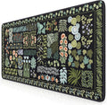iCasso Floral Desk Pad Mat, Large Mouse Pad, Desk Matt for Desktop, Anti-Slip XXL Big Mousepad with Stitched Edges for Computer Keyboard (Black)