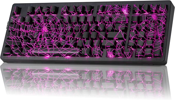ZORNHER ZH980 Silent Mechanical Keyboard,95% Black Silent Gaming Keyboard with Number Pad,Shine Through Spider Web PC Keycaps,Keyboard Quiet Silent Switches