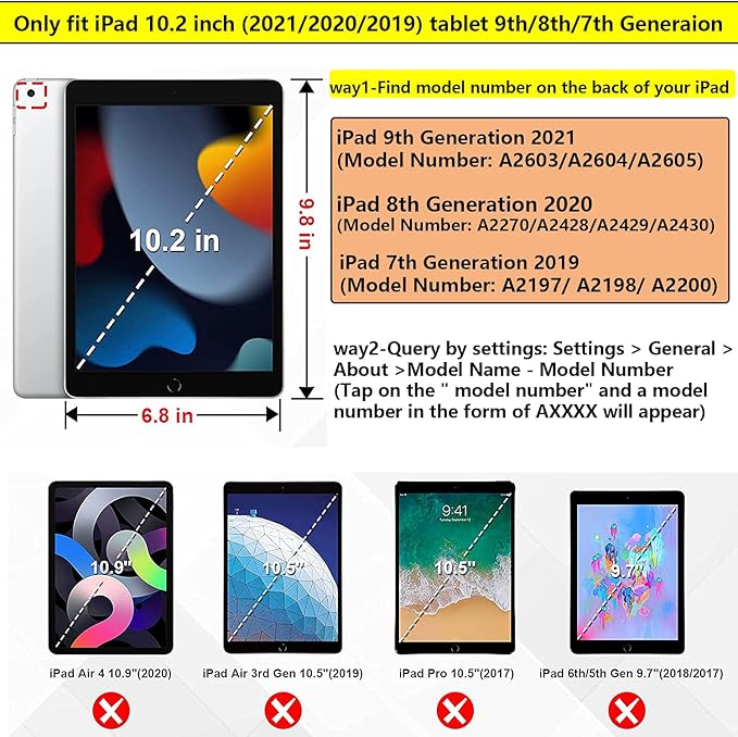 Clear Back Case for iPad 10.2 inch (2021/2020/2019),iPad 9th/8th/7th Generation Cover with Pencil Holder & Kickstand Anti-Slip Transparent Soft Shockproof TPU Case [Corners Protection],Clear