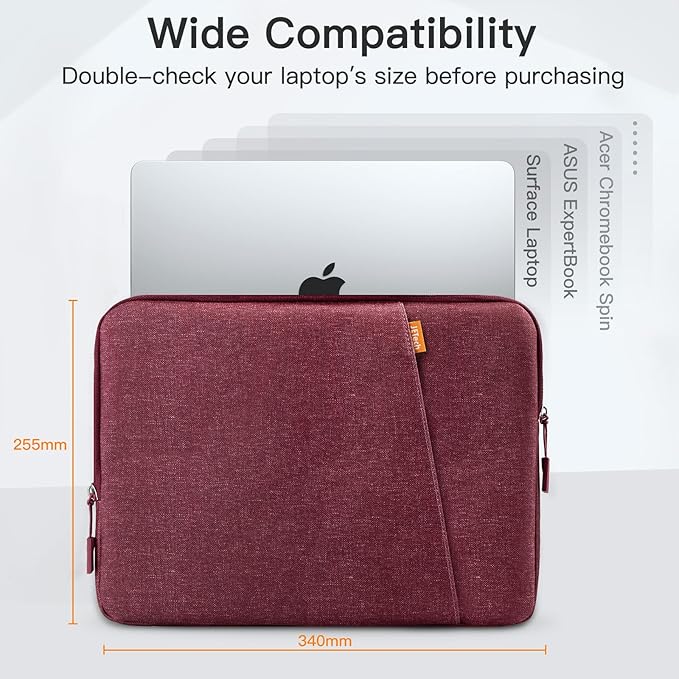 JETech Laptop Sleeve for 13-14Inch MacBook Neo (A18 Pro), MacBook Air/Pro (M1-M5) 2020-2026, 13-13.6 Inch Notebook, Waterproof Shock Resistant Bag Case with Accessory Pocket (Red)