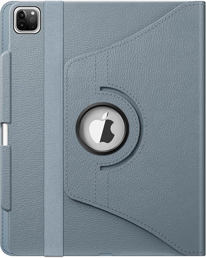 Fintie Rotating Case for iPad Pro 12.9-inch 6th Generation 2022-360 Degree Swiveling Protective Cover with Pencil Holder, Auto Sleep/Wake, Also Fit iPad Pro 12.9" 5th/4th/3rd Gen, Cloudy Blue