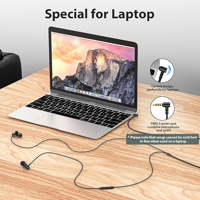 Wired Headphones Earphones for Laptop PC Chromebook Noise Isolating Ear Buds with 3.5mm Plug in Audio Jack Microphone HiFi Stereo Clear Call Volume Control for Kindle Fire School Travel MP3 Green