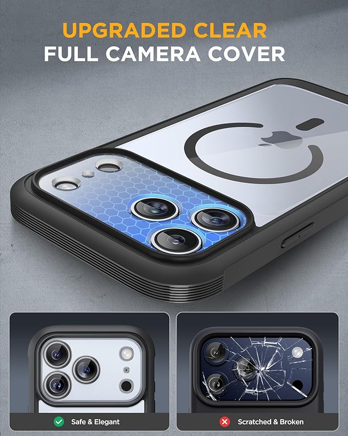 Miracase for iPhone 17 Pro Max Case 6.9" Full-Body Phone Case with Built-in Glass Screen Protector& Full Camera Protector, Camera Control [Magnetic with MagSafe] Drop Proof 17 ProMax Cover, Black