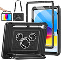KAIJIAbox Kids Case for iPad A16 11th Generation 11 inch 2025/10th Generation 10.9” 2022- Military-Grade Rugged Drop Protection with Metal Handle/Stand, Screen Protector,Shoulder Strap-Black