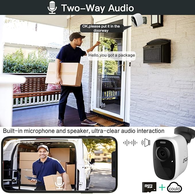 DCT Wireless Outdoor Security Camera: Magnetic Mount, Battery-Powered, 2K Color Night Vision, Weatherproof, AI Motion Detection, 2-Way Audio, Spotlight & Alarm, SD/Cloud Storage, Long Battery Life