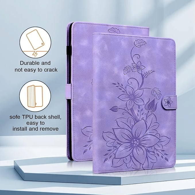 Case for iPad (A16) 11th Generation 11 Inch 2025, iPad 10th Generation 10.9 inch 2022 Case, Auto Wake/Sleep Supports Pencil Holder Magnetic Clasp Stand Cover, Purple