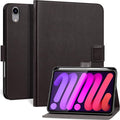 Genuine Leather Case for iPad mini 7th/6th Gen 8.3 Inch 2024/2021 | with Pencil Holder and Adjustable Stand, Magnetic Closure, Auto Wake/Sleep Cover | Dark Brown