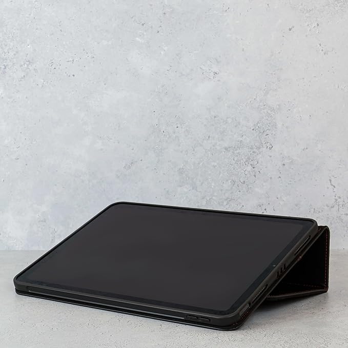 Casemade Real Leather Case Compatible with iPad 10.2” 7th/8th/9th Gen (2019/2020/2021) - Full-Grain Leather Cover, Auto Sleep/Wake, Dual Stand Position (Black)