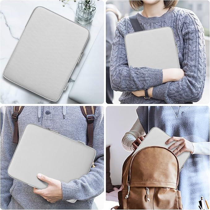MoKo 9-11 Inch Tablet Sleeve Bag Carrying Case Fits New 11inch iPad Air M4, iPad A16 2025, iPad Pro 11 M4, Air 5/4/3, iPad 10/9/8th Gen, Tab S8/S9 11", Tablet Carrying Case, Gray + White