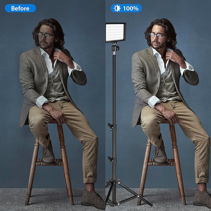 LED Photo Video Light 2-Pack, Ci-Fotto Dimmable 5600K USB LED Continuous Light Photography Light with Tripods and Color Filters for Photo Studios, YouTube, TikTok, Video Recording, Game Streaming