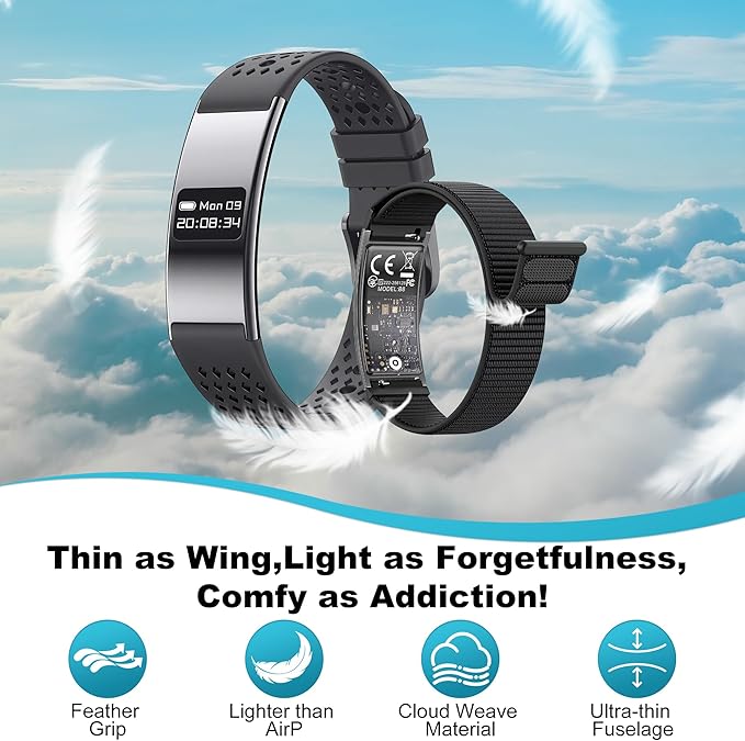 Smart Bracelet for Women Men,Wearable Activity & Fitness Tracker,All-Day Heart Rate/Stress/HRV/Step Monitor,24H Sleep Tracker,Multiple Sport Modes Smart Wristband with 2 Bands, Free APP