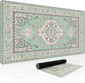 Baziabbo Green Desk Mat,XXL Extended Big Mouse Pad,Gaming Mousepad with Stitched Edge,Non-Slip Rubber Base Keyboard Desk Pad for Home Office Study Game