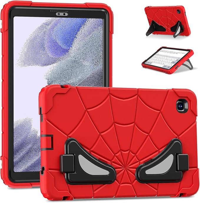 AKABEILA Compatible with Samsung Galaxy Tab A7 Lite 8.7 inch T225/T220(2021) Tablet Case，Lightweight Shockproof Rugged Protective Cover with Kickstand for Kids Children Boys Babies Red Black