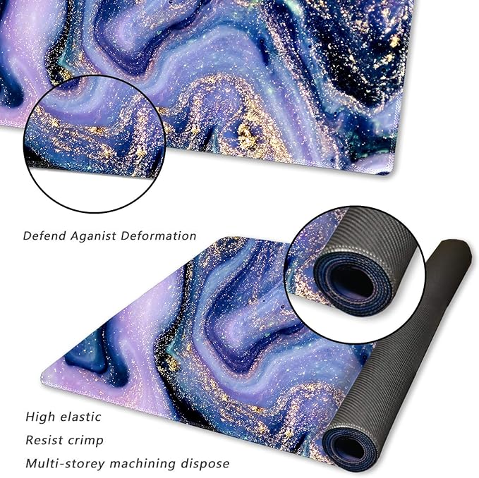 Extended Gaming Mouse Pad XXL ArtSo Large Keyboard Mat Long Mousepad Desk Decor Writing Pad Non Slip Rubber Base Stitched Edges for Work, Game, Office, Home, 35.1" x 15.7", Purple Marble