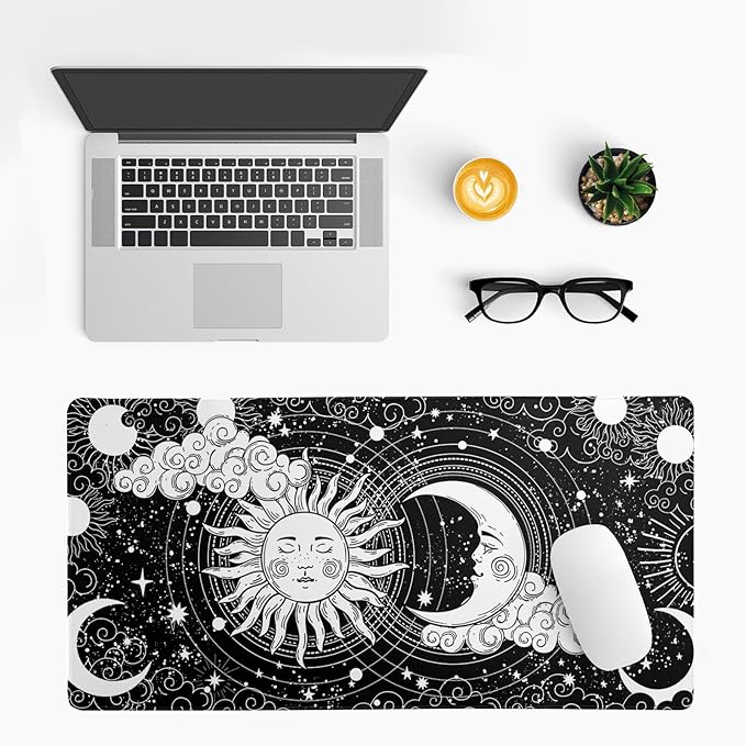 Magic Astrology Extended Big Mouse Pad Large, Gaming Mouse Pad Desk Pad,27.6x11.8 Inch Long Computer Keyboard Mouse Mat Black Mousepad with 3mm Non-Slip Base and Stitched Edge for Gaming and Office