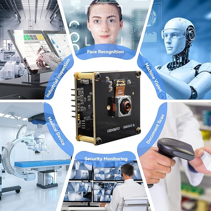 48MP Ultra HD Autofocus USB Camera – 4K Video & 8000×6000 Still – 70° No Distortion Lens for Lightburn Laser Engraver | Machine Vision | Embedded Systems