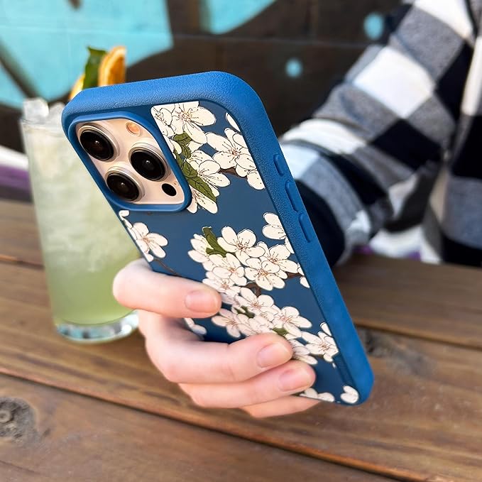 Smartish® iPhone 15 Pro Max Magnetic Case - Gripmunk Compatible with MagSafe [Lightweight + Protective] Slim/Thin Grip Cover with Microfiber Lining for Apple iPhone 15 Pro Max - Very Cherry Blossom