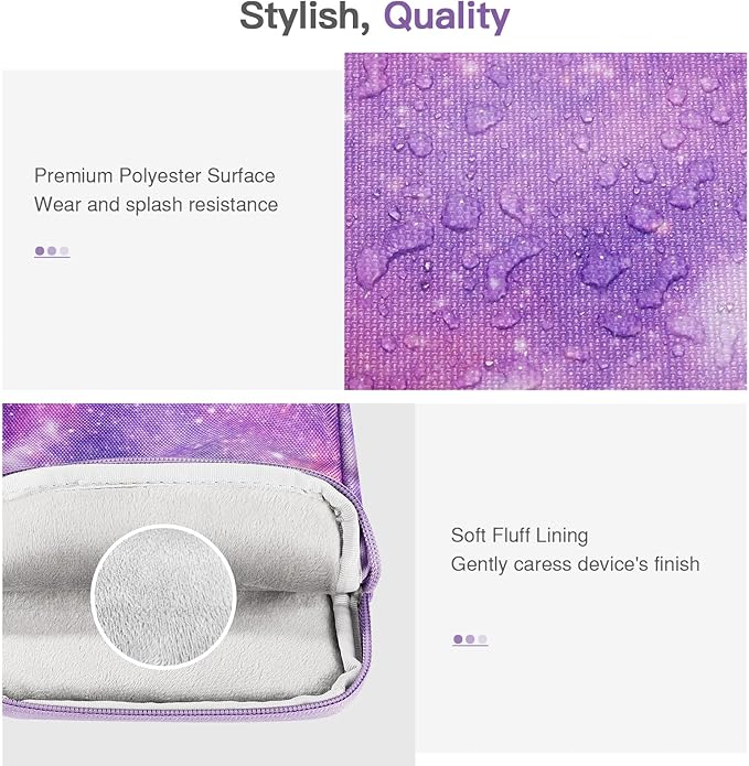 MoKo Padded Ereader Sleeve Case for 6-7 inch Ereader Tablet Bag Protective Cover Pouch with a Carabiner, Compatible with 7" Colorsoft Signature Edition 2024, Purple Starry Sky