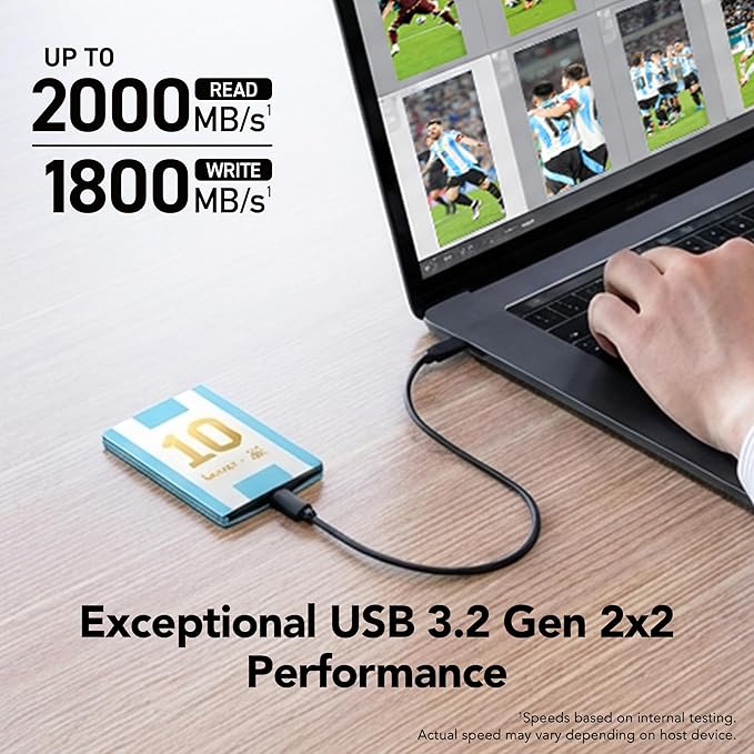 Lexar 1TB SL500 Portable SSD, AFA Edition, World Cup, Compatible with PC & Mac, iPhone, Smartphones, Tablets, PS5, Xbox, Up to 2000MB/s Read (LSL500X001T-RNXNU)
