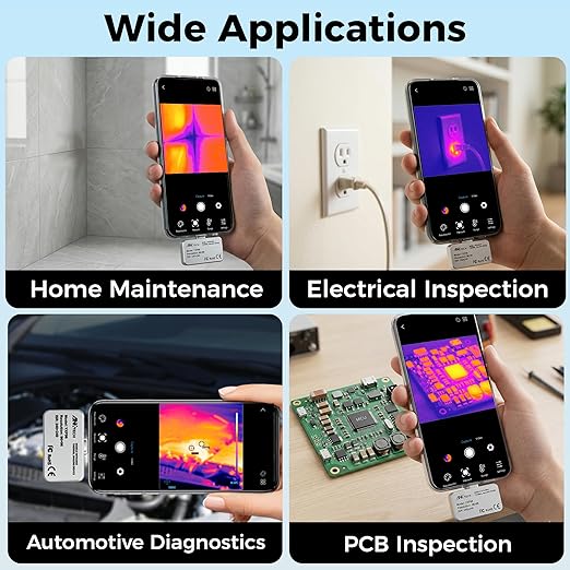 USB-C Thermal Imaging Camera for Android, Plug-and-Play Infrared Imager, TISR 240×240 & 25Hz Smooth Scan, -4°F to 1022°F, Pocket-Sized Tool for Water Leak Detection, HVAC, Electrical & DIY Inspection