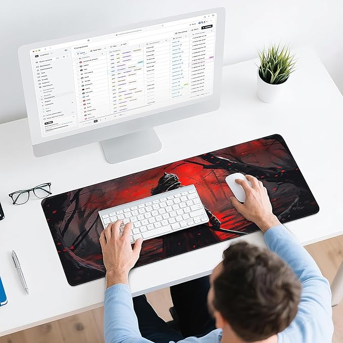 Gaming Mouse Pad - (31.5"×11.8") Japanese Samurai Large Mouse Pads for Desk - Desk Mat for Keyboard and Mouse with Non-Slip Base, Desks Pad Matfor Game/Office & Home