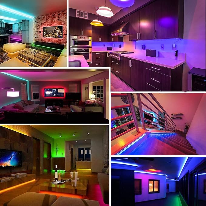 Keepsmile 130ft Led Strip Lights (2 Rolls of 65ft) Bluetooth Smart App Control RGB Led Light Strip with Remote,Music Sync Color Changing Led Lights for Bedroom Room Home Party Decor