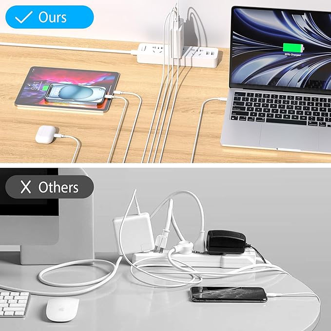 100W USB C Charger Block 4 Port Type C Charging GaN USB C Charger Compatible with MacBook Pro/Air iPad iPhone16/15/14/13 Pro Max Lenovo Hp Dell Asus Acer Galaxy S24/S23 Fast Wall Power Adapter