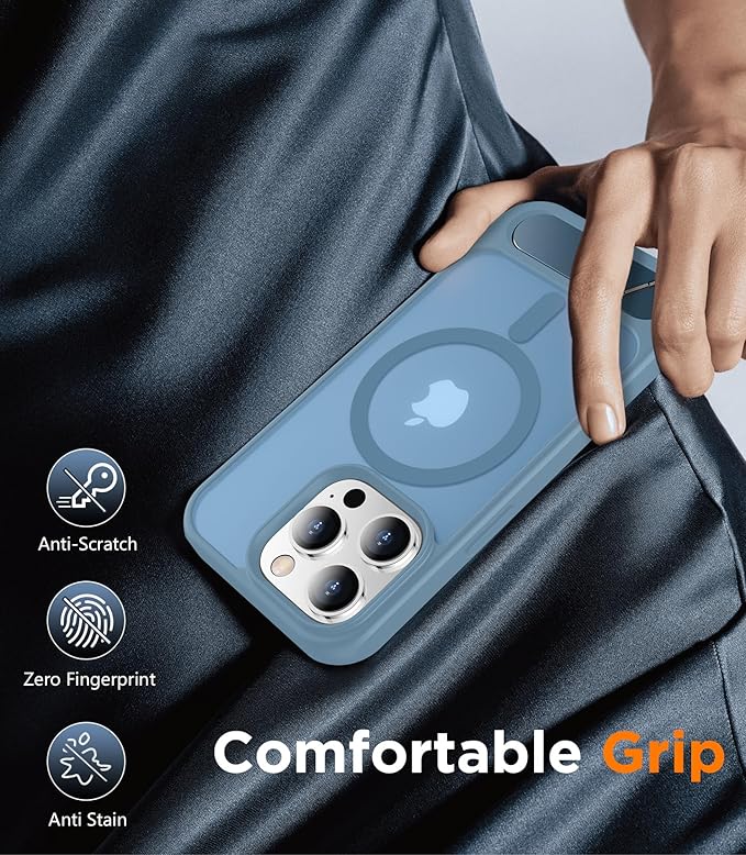 Magnetic Compatible with iPhone 13 Pro Max Case, [Built-in Invisible Kickstand][Compatible with MagSafe][Military Grade Shockproof] Slim Translucent Matte Phone Case for iPhone 13 Pro Max 6.7"