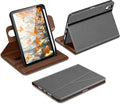 DTTO for iPad mini 7 (A17 Pro) Case, iPad mini 7th / 6th Generation Case (2024/2021), 360 Degree Rotating Premium Leather Folio Stand Cover with Pencil Holder, Grey
