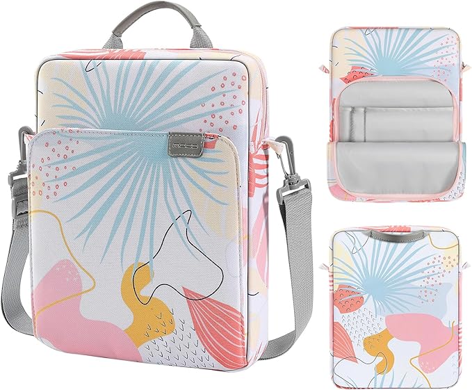 MoKo 13.3-14 Inch Laptop Sleeve Bag Fits Mac Neo 13-inch A18 Pro, Mac Pro 13.3" M2 2022/M5/M5 Pro/M5 Max 14.2" 2026, Mac Air 13.6" M5 2026, Handle Carrying Case with Shoulder Strap,Tropical Leaf