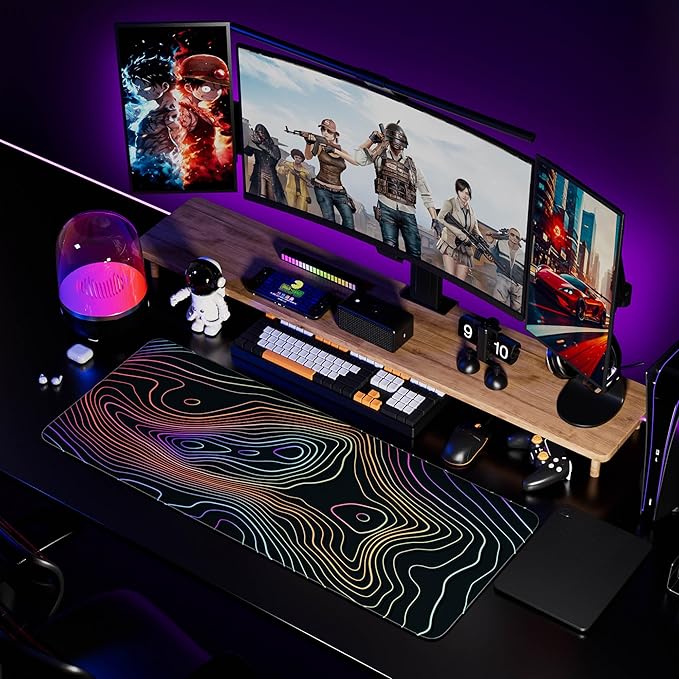 Desk Mat,Large Gaming Mouse Pad 35''×15.6'' XXL Extended Mouse Pad Mat Desk Pad with Non-Slip Base Mousepad for Computer,Office,Keyboard and Laptop - Topographic
