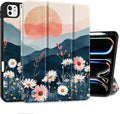 DONGKE Case for iPad Pro 11 inch (M5 2025 / M4 2024, 6th & 5th Generation) – [Built-in Pencil Holder] Ultra Slim PU Leather Trifold Stand Cover with Soft TPU Back, Auto Wake/Sleep, Daisie
