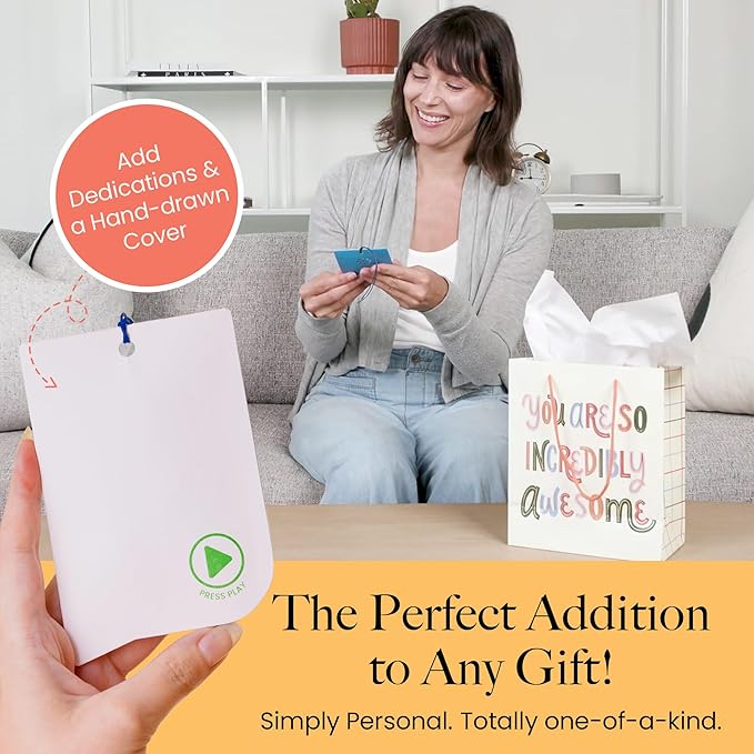 VoiceGift Tag – 1 Pack Audio Greeting Tag with Voice Recorder, Multi-message Recordable Gift Card with Playback, Record Your Own Message Card for Birthdays, Holidays & Keepsakes