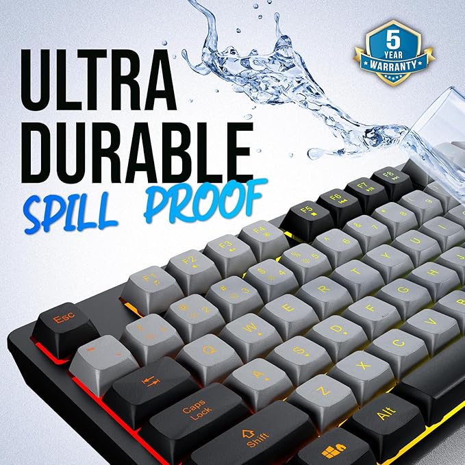 KLIM Chroma Wireless Keyboard – RGB Backlit Gaming, Rechargeable Battery, PC Keyboard, Durable & Water-Resistant, Compatible with PS4, PS5 & Mac - Black