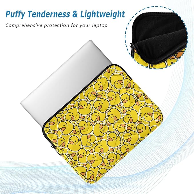 SLENDER Cute Laptop Sleeve - 13 inch DAZZLING YELLOW Duck Design Tablet Bag - Waterproof WOMEN'S/MEN'S Laptop Accessories