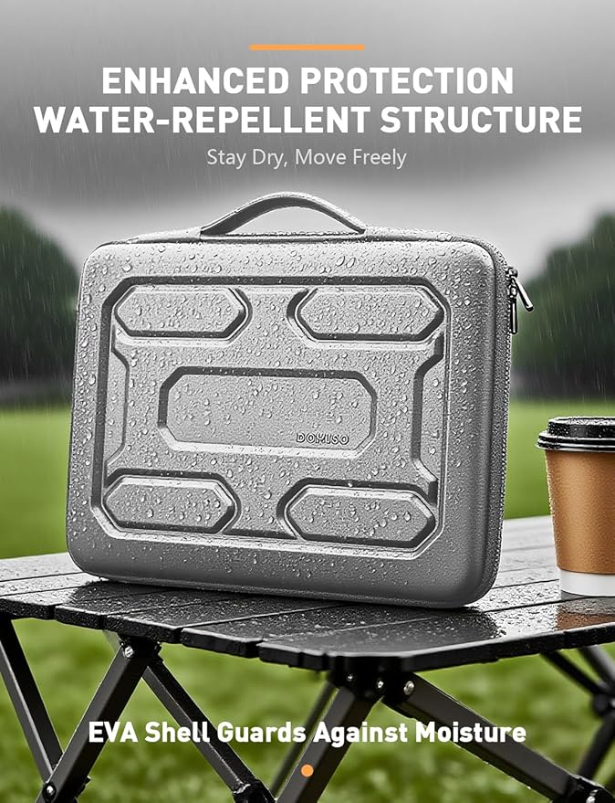 DOMISO 13.3 inch Laptop Sleeve with Handle Shockproof Computer Bag Waterproof EVA Protective Carrying Case for 13-13.3 inch Notebooks/13 MacBook Air/MacBook Pro Retina/Dell XPS 13/HP,Silver