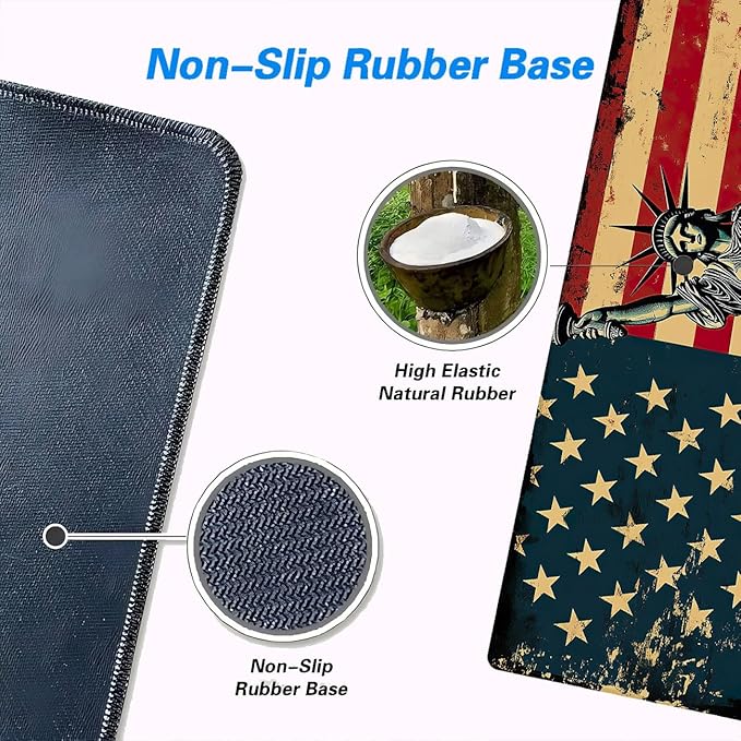 American Flag Desk Mat Vintage Statue Liberty Gaming Mouse Pad Mat with Stitched Edge Non-Slip Base Big Mouse Pad Compatible with Computer, Laptop, and Keyboard 31.5x11.8 Inch