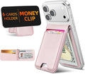 ExtreLife For Magsafe Wallet with Money Clip, Strongest Magnetic Wallet for iPhone 17/16/15/14/13/12 Series, Adjustable Stand, ID Window, 5 Card Holder, RFID Blocking, Not for 13/12 Mini, Pearl Pink