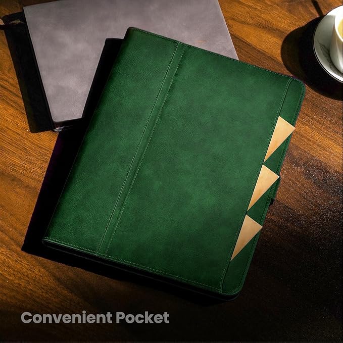 Handmade Case for iPad Pro 11 Inch (M5/M4) 2025/2024 with Pencil Holder Pocket,Magnetic Closure,Auto Sleep/Wake,Vegan Leather Folio Protective Cover,Multi Angles Stand,Green