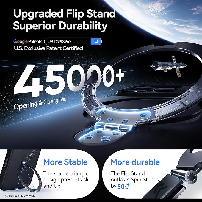 CASEKOO Ultra-Magnetic Stand for iPhone 17 Pro Case [Military Drop Protection] [Compatible with MagSafe] Shockproof Translucent Matte Slim Ring for iPhone 17 Pro Phone Case 6.3", Black