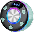 Bluetooth Shower Speaker, IP7 Waterproof Portable Bluetooth 5.3 Speakers with Suction Cup, Mini Wireless Speaker with RGB Lights Time Display, Loud Stereo Sound for Bathroom Beach Outdoor Party, Mint