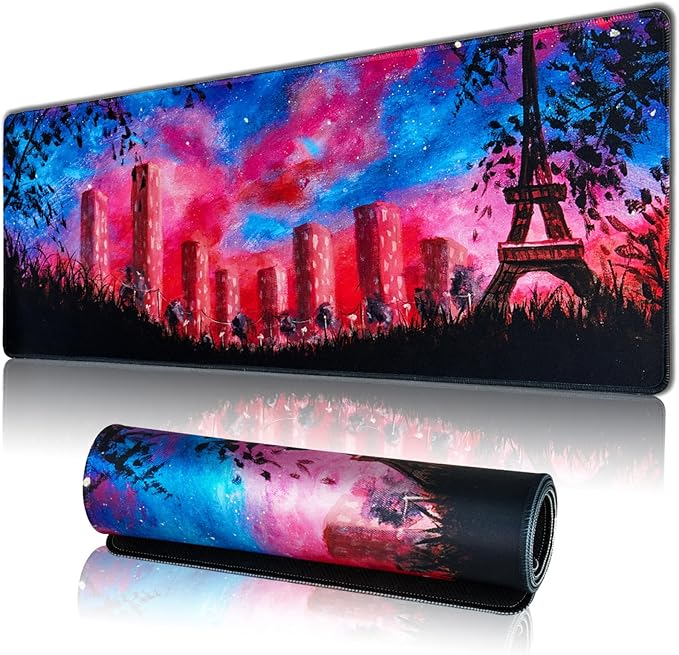 Hopipad Pink Large Gaming Mouse Pad, XL Desk Mat with Seamed Edges, Waterproof, Non-Slip Rubber Base, 31.5x11.8 Inch Keyboard Pad, Big Mousepad