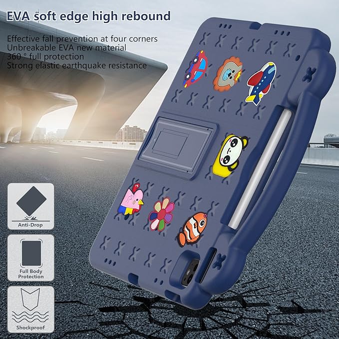 AKABEILA Compatible with Honor Pad X9/Honor Pad X8 Pro 11.5(2023) Tablet Case, Kids Friendly Universal Lightweight Shockproof Protective Case with Shoulder Strap & Stand Handle Navy Blue