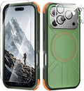 3 in 1 for Heavy Duty iPhone 17 Pro Max Case with Screen Protector & Camera Lens Protector ,7X Military-Grade Drop Protection ,Fits MagSafe ,Rugged & Slim shockproof Case for iPhone 17 Pro Max ,Green