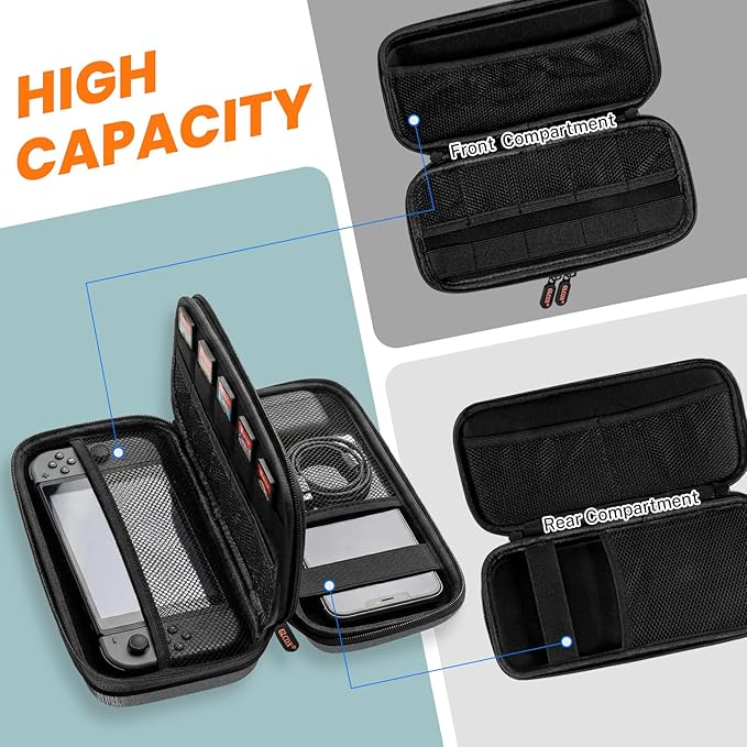 Double-Layer Electronics Organizer Travel Case - Hard Carrying Case with Multiple Pocket - Portable Zipper Cord Tech Pouch Bag for Charger, Phone, Power Bank, Cable, USB Flash Drive, SD Card, Adapter