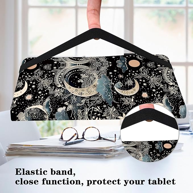 Case for iPad Pro 12.9 2022/2021/2020/2018, PU Leather Tablet Cases Flip Folio Multi-Angle Viewing Stand Protective Cover for iPad Pro 12.9" 6th Gen/5th Gen/4th Gen/3rd Gen - Moon